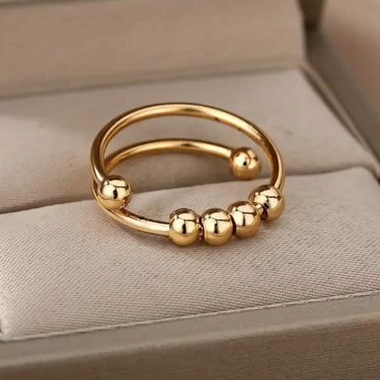 18K Gold Spinning Beads Anxiety Ring - A-1 Thread Vault