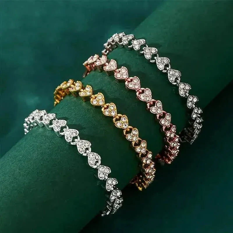 18K Golden Plated Stainless Steel Bracelet with Rhinestone Embellishments - A-1 Thread Vault