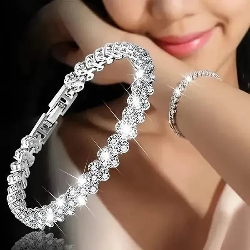 18K Golden Plated Stainless Steel Bracelet with Rhinestone Embellishments - A-1 Thread Vault
