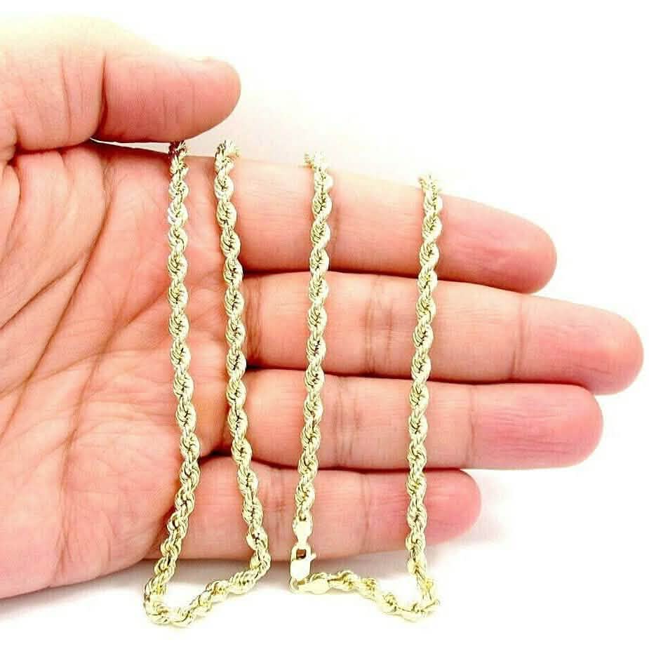 18K Solid Gold 3MM Rope Chain Necklace - A-1 Thread Vault