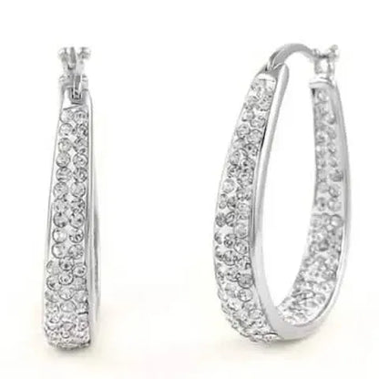 18K White Gold Inside Out Crystal Hoops - A-1 Thread Vault