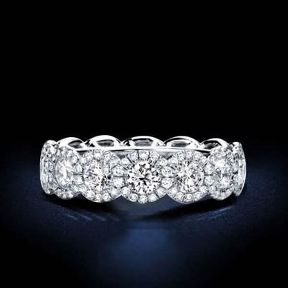 18kt White Gold Plated Simulated Diamond Eternity Band Ring - A-1 Thread Vault