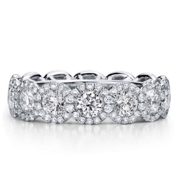 18kt White Gold Plated Simulated Diamond Eternity Band Ring - A-1 Thread Vault