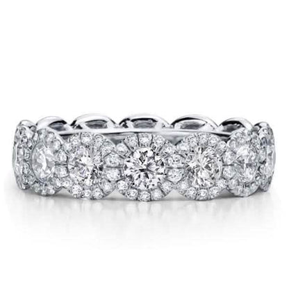 18kt White Gold Plated Simulated Diamond Eternity Band Ring - A-1 Thread Vault