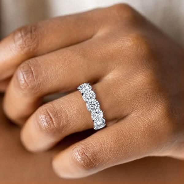 18kt White Gold Plated Simulated Diamond Eternity Band Ring - A-1 Thread Vault