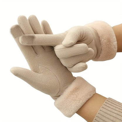 Cashmere Warm Suede Leather Plush Touch Screen Gloves - A-1 Thread Vault