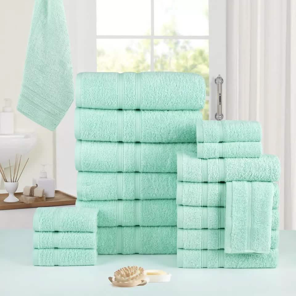 18-Piece: Bibb Home Zero Twist Egyptian Cotton Towel Set - A-1 Thread Vault