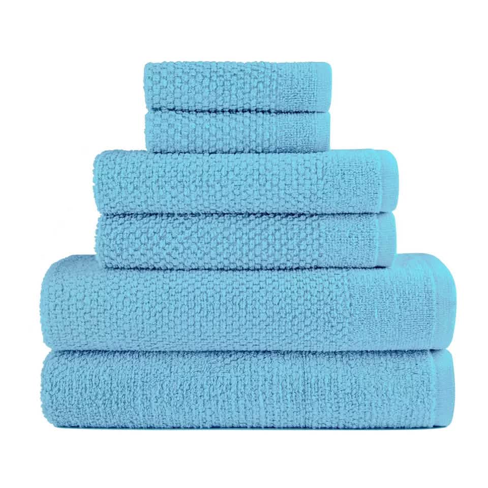 6-Piece: Dan River Popcorn Cotton Bath Towel Set - A-1 Thread Vault