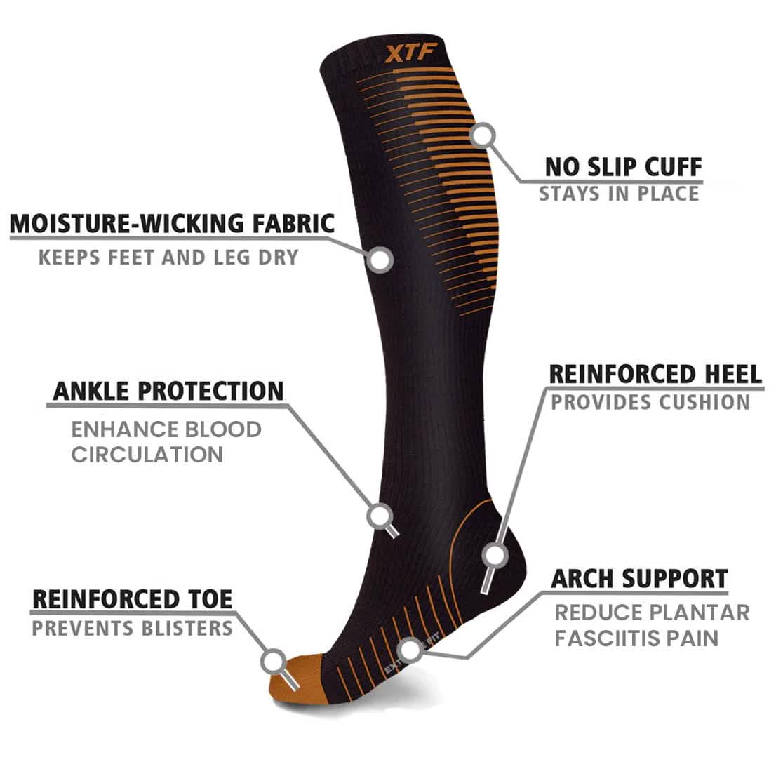 12-Pairs: Athletic Graduated Knee-High Compression Socks - A-1 Thread Vault