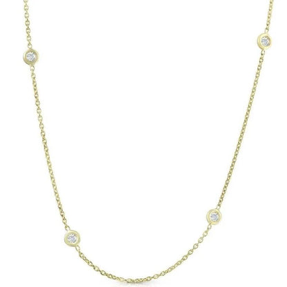 1ct Diamonds By The Yard 18" 14K Yellow Gold Womens Necklace - A-1 Thread Vault