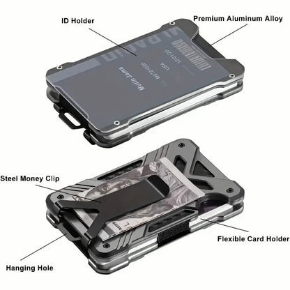 RFID Aluminum Money Clip Wallet – Ultra-Thin, Holds 15 Cards - A-1 Thread Vault