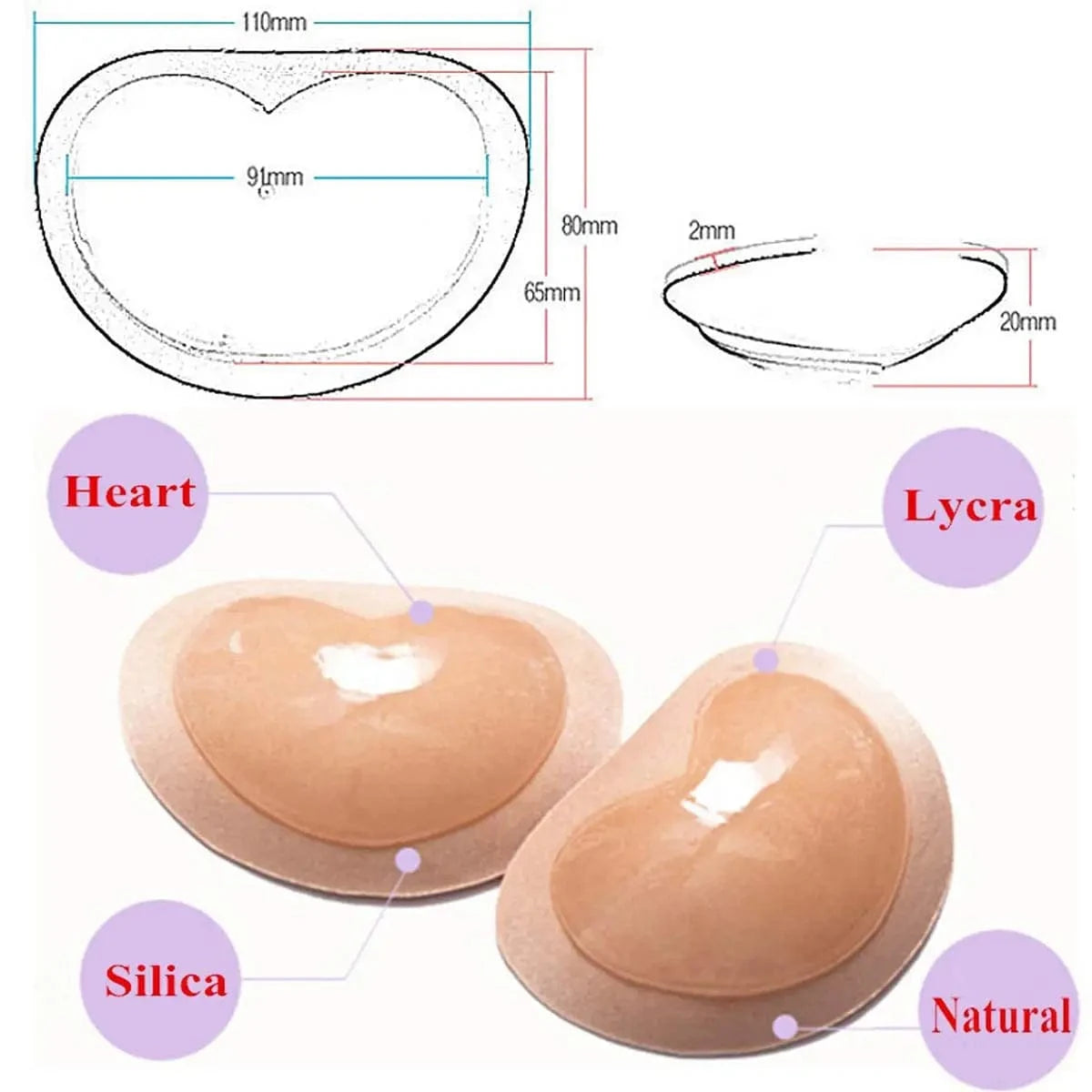 1Pair Chest Push Up Sticky Bra Thicker Sponge Bra Pad Breast Lift Up Enhancer Silicone Removeable Inserts Swimsuit Invisible Bra - A-1 Thread Vault