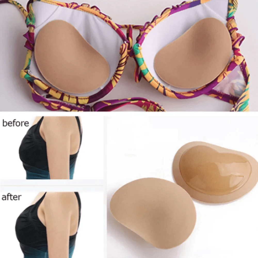 1Pair Chest Push Up Sticky Bra Thicker Sponge Bra Pad Breast Lift Up Enhancer Silicone Removeable Inserts Swimsuit Invisible Bra - A-1 Thread Vault