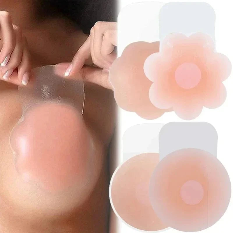 1pair Silicone Invisible Lift Up Bra Sticker Adhesive Bra Breast Women Chest Petals Reusable Strapless Waterproof Gather Bras - A-1 Thread Vault