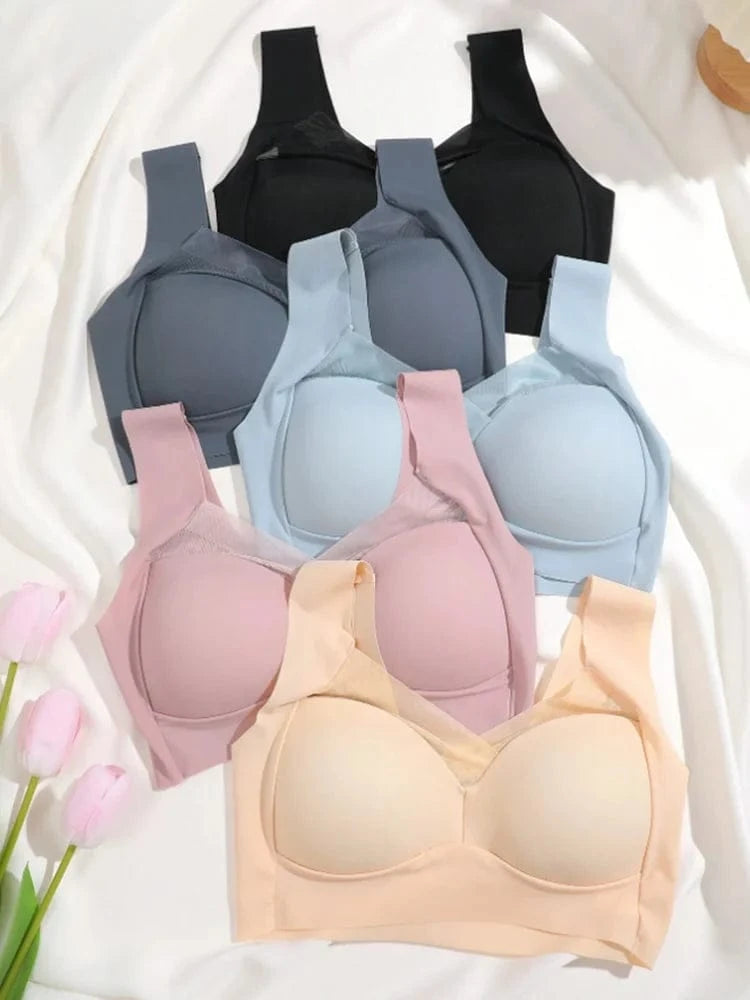 1Pc Women Lace Sport Bras Plus Size Seamless Bra Bralette Backless Lady Brassiere Vest Female Gathers Shock-Proof Wireless L-3XL - A-1 Thread Vault