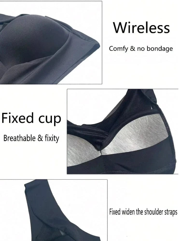 1Pc Women Lace Sport Bras Plus Size Seamless Bra Bralette Backless Lady Brassiere Vest Female Gathers Shock-Proof Wireless L-3XL - A-1 Thread Vault