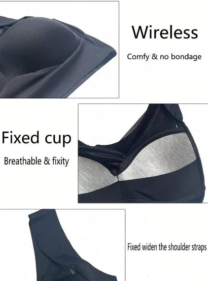 1Pc Women Lace Sport Bras Plus Size Seamless Bra Bralette Backless Lady Brassiere Vest Female Gathers Shock-Proof Wireless L-3XL - A-1 Thread Vault