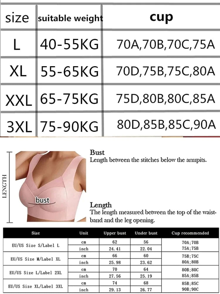 1Pc Women Lace Sport Bras Plus Size Seamless Bra Bralette Backless Lady Brassiere Vest Female Gathers Shock-Proof Wireless L-3XL - A-1 Thread Vault