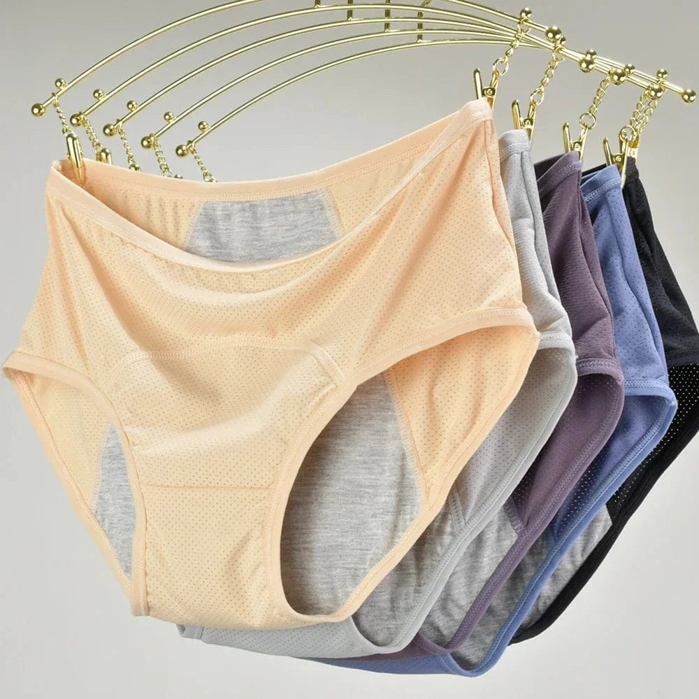 1pc Women's Leak Proof Menstrual Panties – Mid Waist Ice Silk Plus Size Waterproof Period Underwear Sexy Physiological Briefs - A-1 Thread Vault