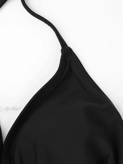 1Pc Women's Sexy Bikini Top Bra Swimsuit Summer Beach Style Solid Color Hanging Neck Bareback Strap Bikini Swimsuit Bra Swimsuit - A-1 Thread Vault