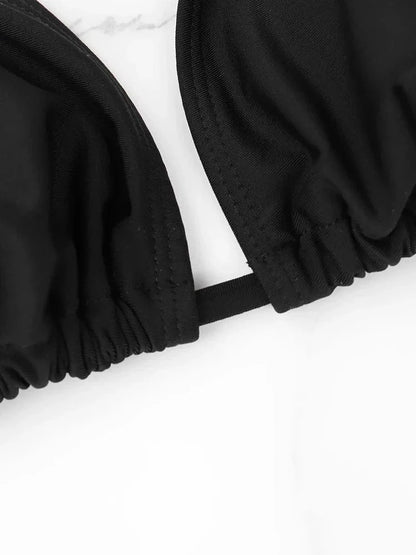 1Pc Women's Sexy Bikini Top Bra Swimsuit Summer Beach Style Solid Color Hanging Neck Bareback Strap Bikini Swimsuit Bra Swimsuit - A-1 Thread Vault