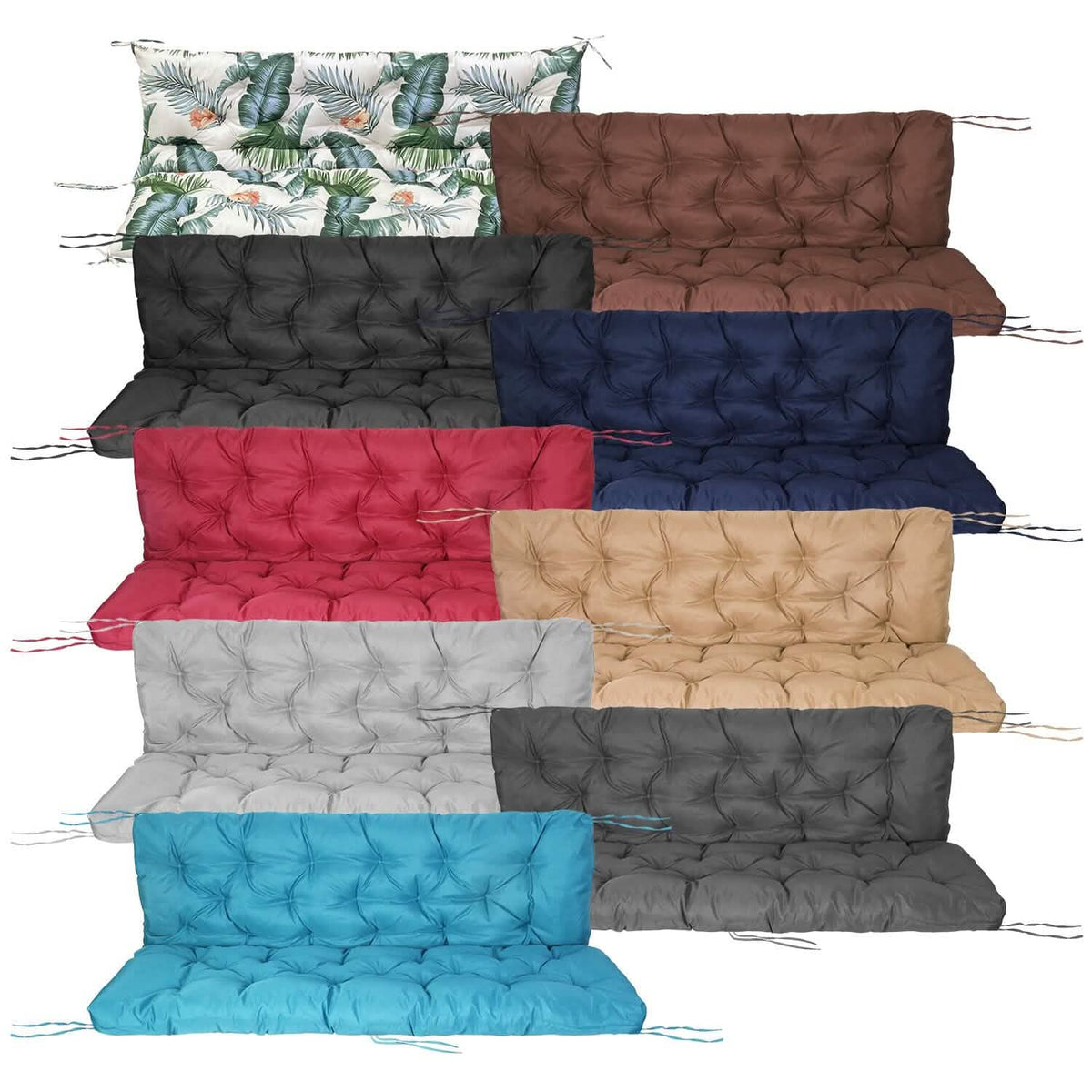 2-3 Seater Swing Cushion Replacement Swing Beach Pads with Backrest 8-Tie Straps - A-1 Thread Vault