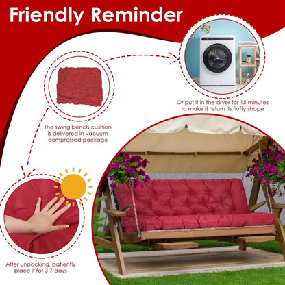 2-3 Seater Swing Cushion Replacement Swing Beach Pads with Backrest 8-Tie Straps - A-1 Thread Vault