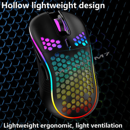 2.4G Wireless Cave Mouse Lightweight Gaming Mouse with Luminous 7 Color Breathing Light Computer Accessories