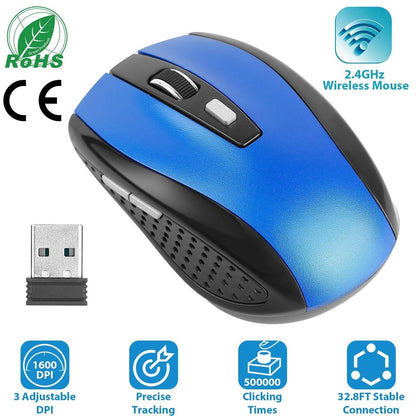 2.4G Wireless Gaming Mouse Optical Mice w/ Receiver 3 Adjustable DPI 6 Buttons For PC Laptop Computer Macbook