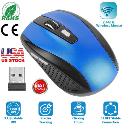 2.4G Wireless Gaming Mouse Optical Mice w/ Receiver 3 Adjustable DPI 6 Buttons For PC Laptop Computer Macbook