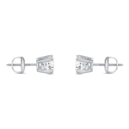 2 Ct Round Lab Created Grown Diamond Earrings 950 Platinum E/VVS Basket Screw - A-1 Thread Vault