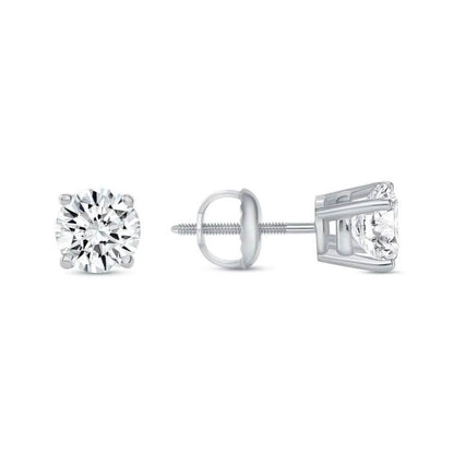 2 Ct Round Lab Created Grown Diamond Earrings 950 Platinum E/VVS Basket Screw - A-1 Thread Vault