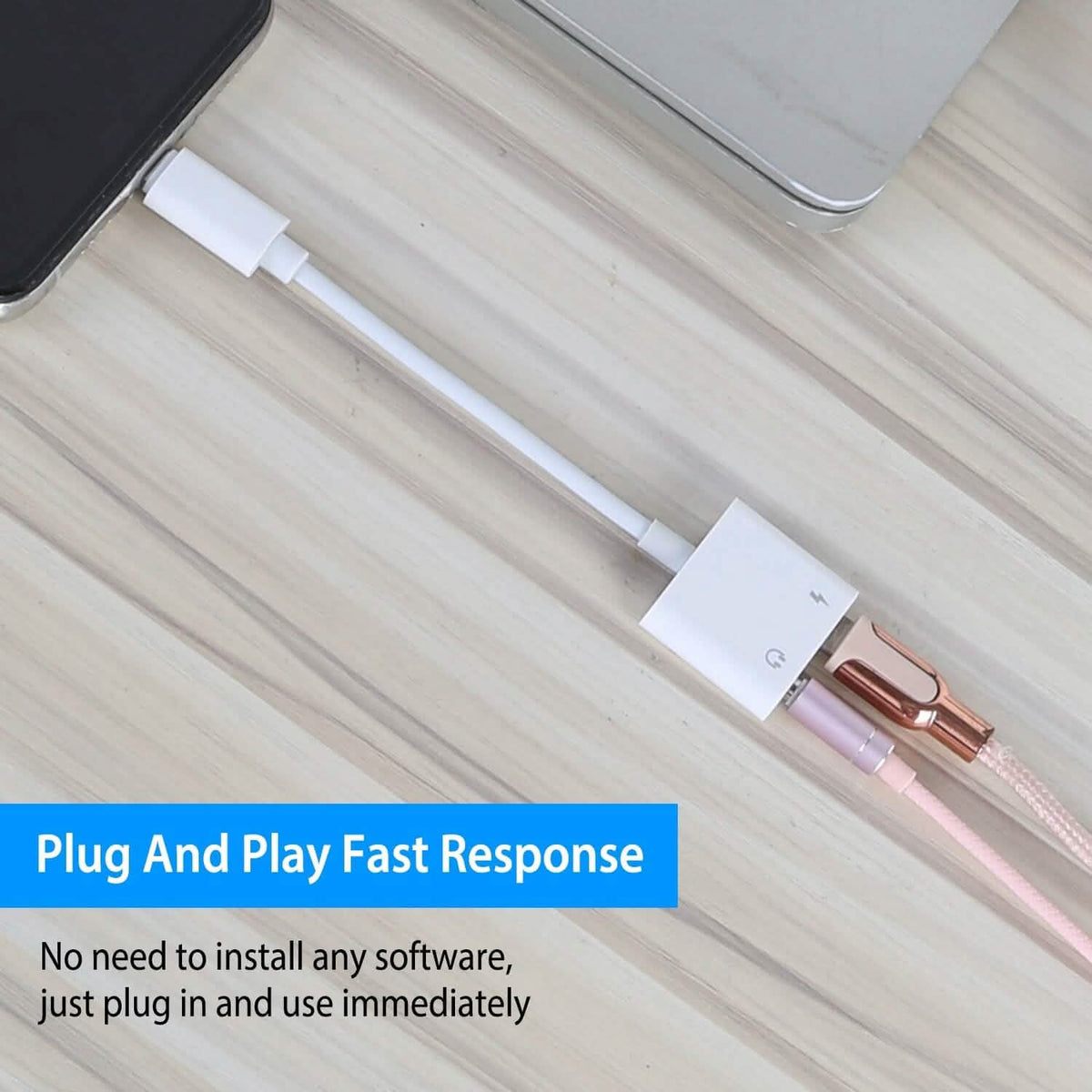 2-in-1 3.5mm Headphone Adapter Charger Audio Splitter Dongle - A-1 Thread Vault