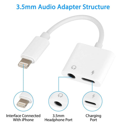 2-in-1 3.5mm Headphone Adapter Charger Audio Splitter Dongle - A-1 Thread Vault