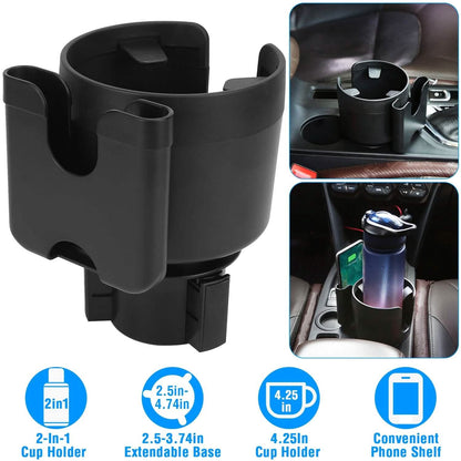 2-in-1 Car Cup Holder with Phone Holder Adjustable Base - A-1 Thread Vault
