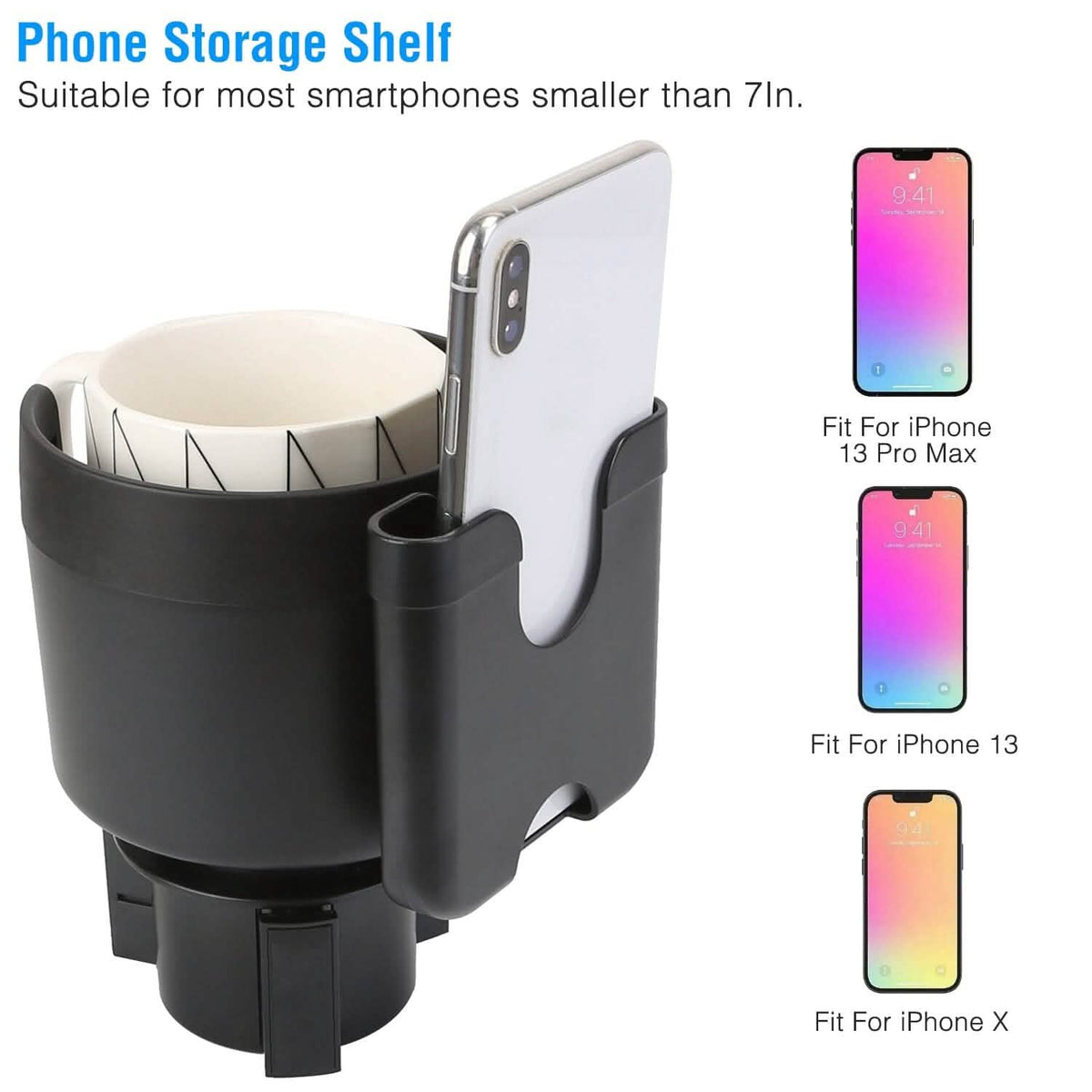 2-in-1 Car Cup Holder with Phone Holder Adjustable Base - A-1 Thread Vault