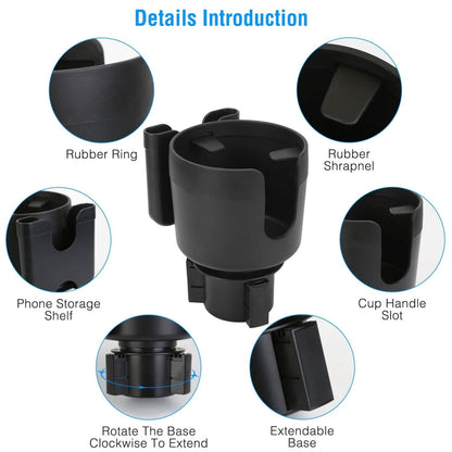 2-in-1 Car Cup Holder with Phone Holder Adjustable Base - A-1 Thread Vault