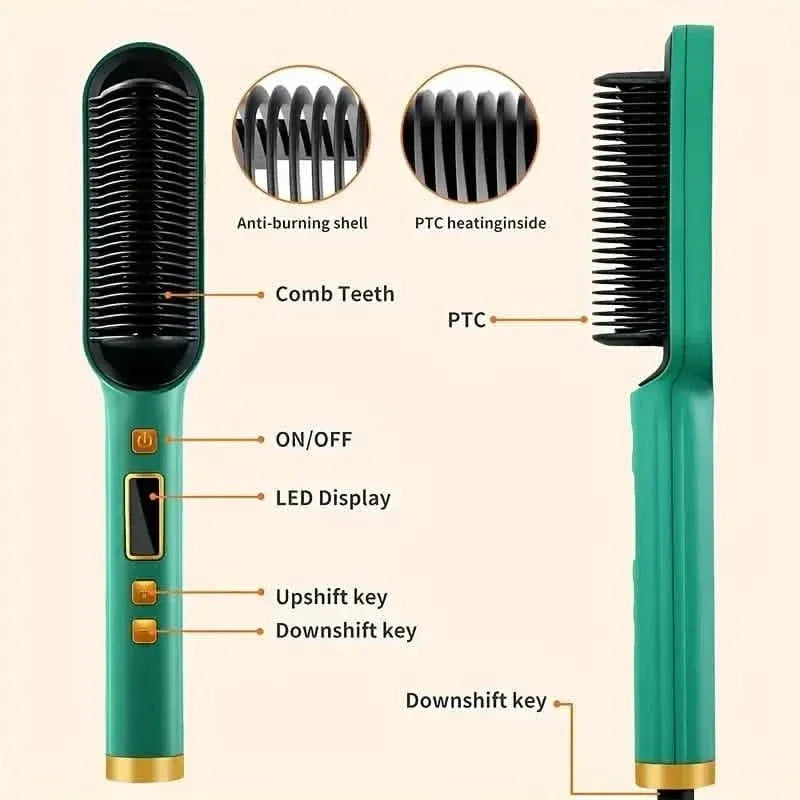2-in-1 Electric Hair Straightener Brush Curling Comb - A-1 Thread Vault