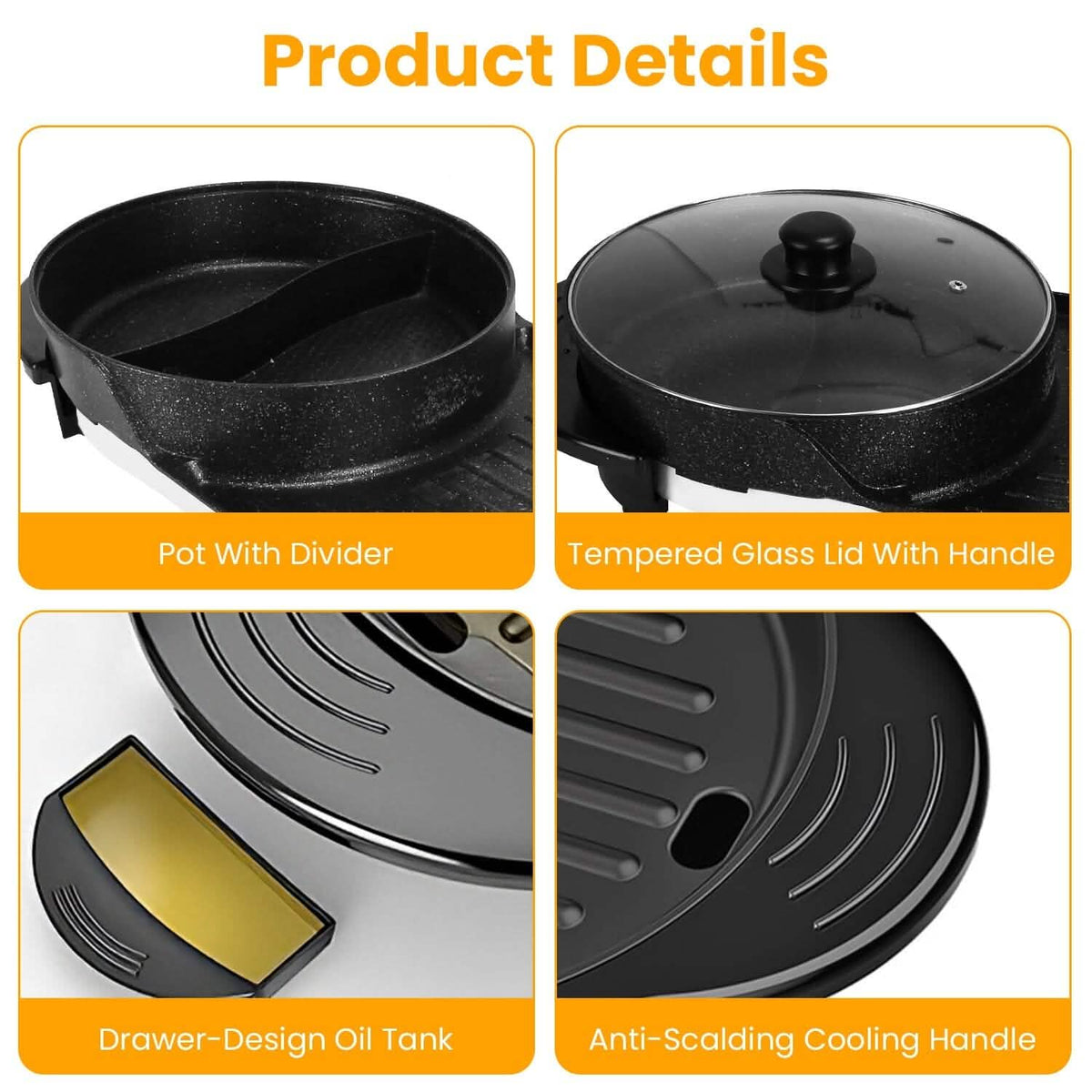 2-in-1 Electric Hot Pot with Bbq Grill Cooker 2200W - A-1 Thread Vault