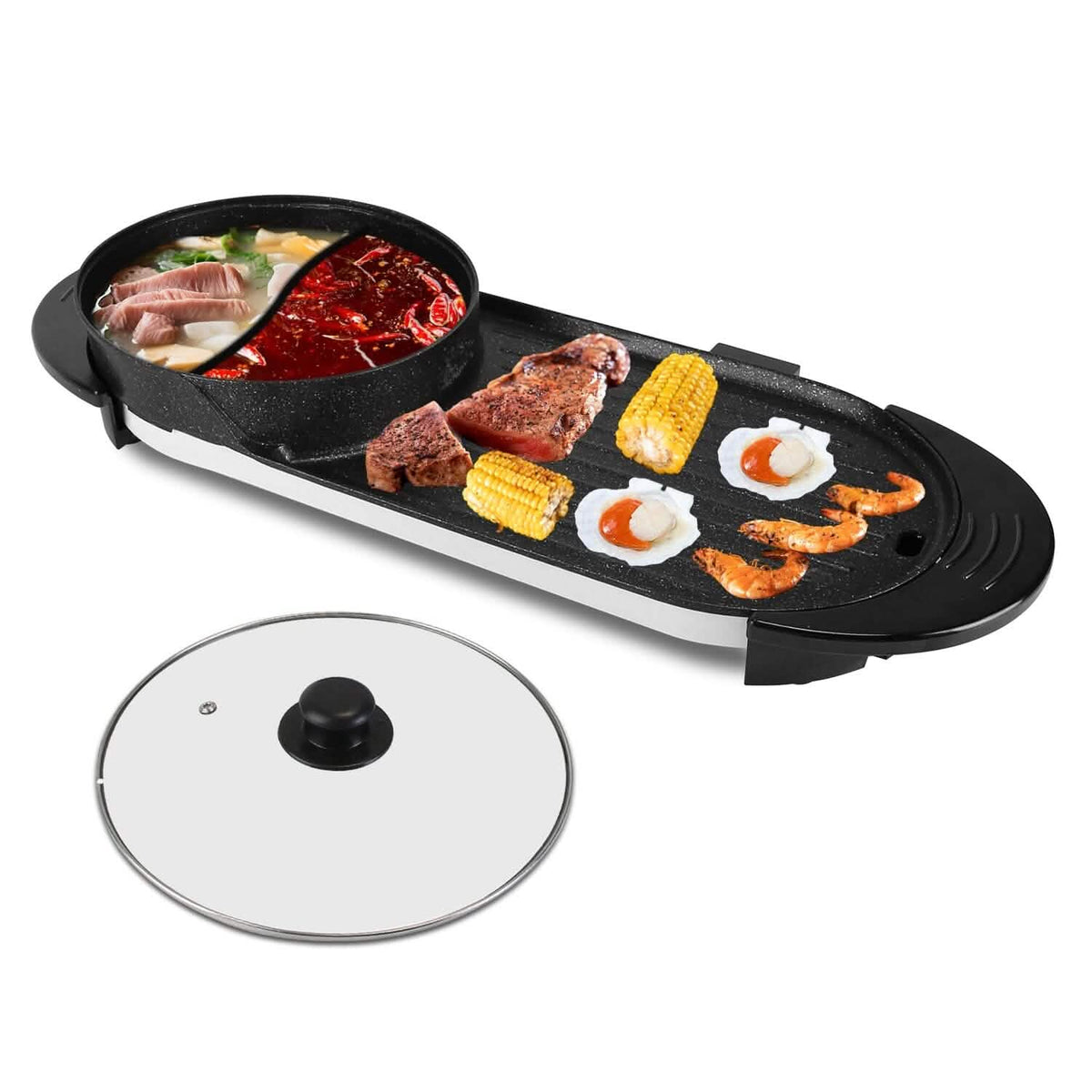 2-in-1 Electric Hot Pot with Bbq Grill Cooker 2200W - A-1 Thread Vault