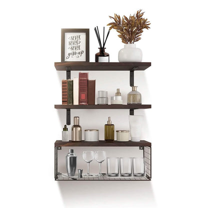 2-in-1 Floating Shelves Wall Mounted with Storage Basket - A-1 Thread Vault