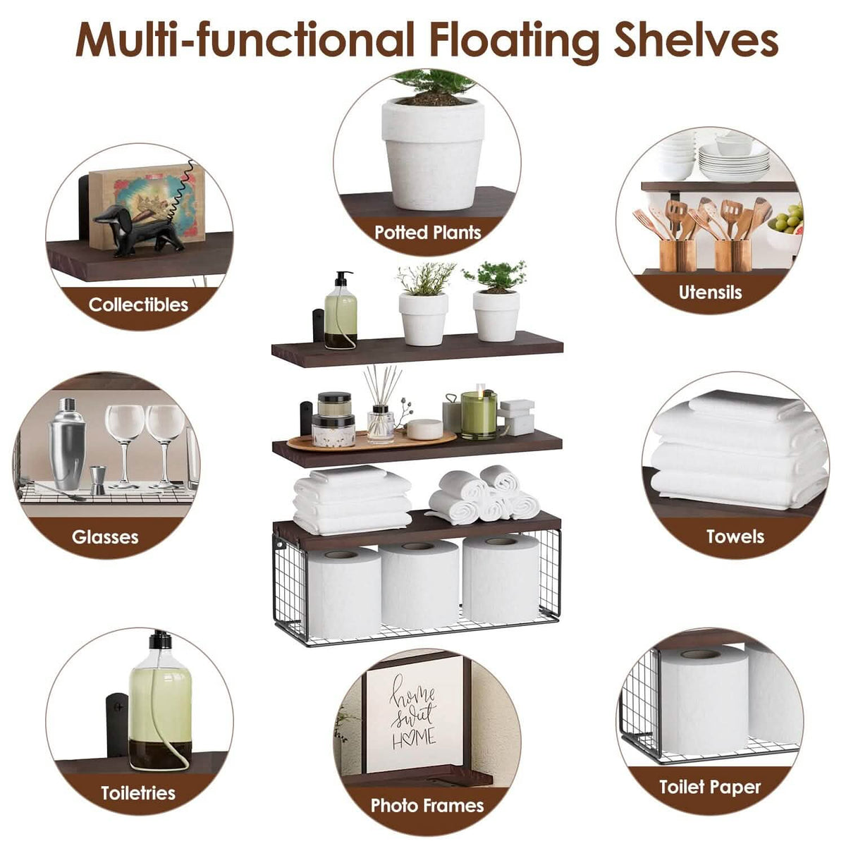 2-in-1 Floating Shelves Wall Mounted with Storage Basket - A-1 Thread Vault