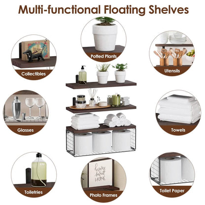 2-in-1 Floating Shelves Wall Mounted with Storage Basket - A-1 Thread Vault