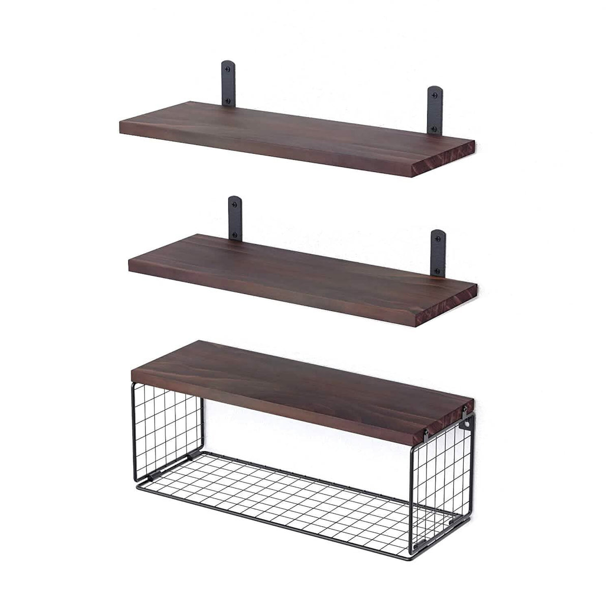 2-in-1 Floating Shelves Wall Mounted with Storage Basket - A-1 Thread Vault