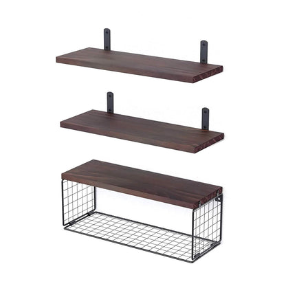 2-in-1 Floating Shelves Wall Mounted with Storage Basket - A-1 Thread Vault