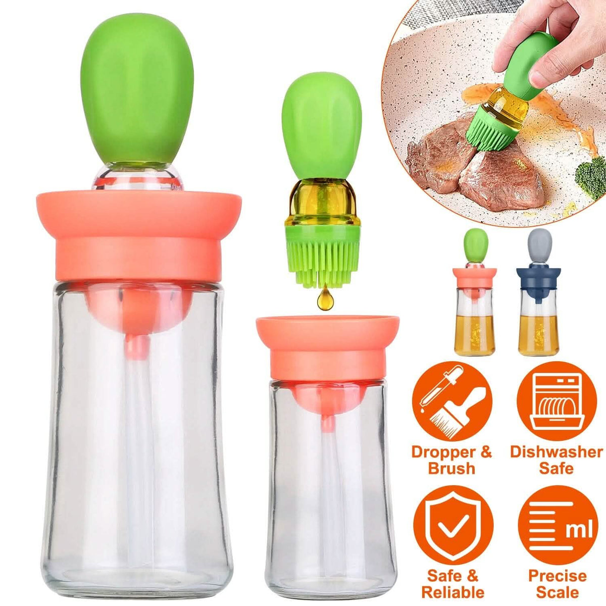 2-in-1 Glass Olive Oil Dispenser with Silicone Dropper - A-1 Thread Vault