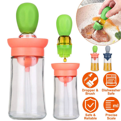 2-in-1 Glass Olive Oil Dispenser with Silicone Dropper - A-1 Thread Vault