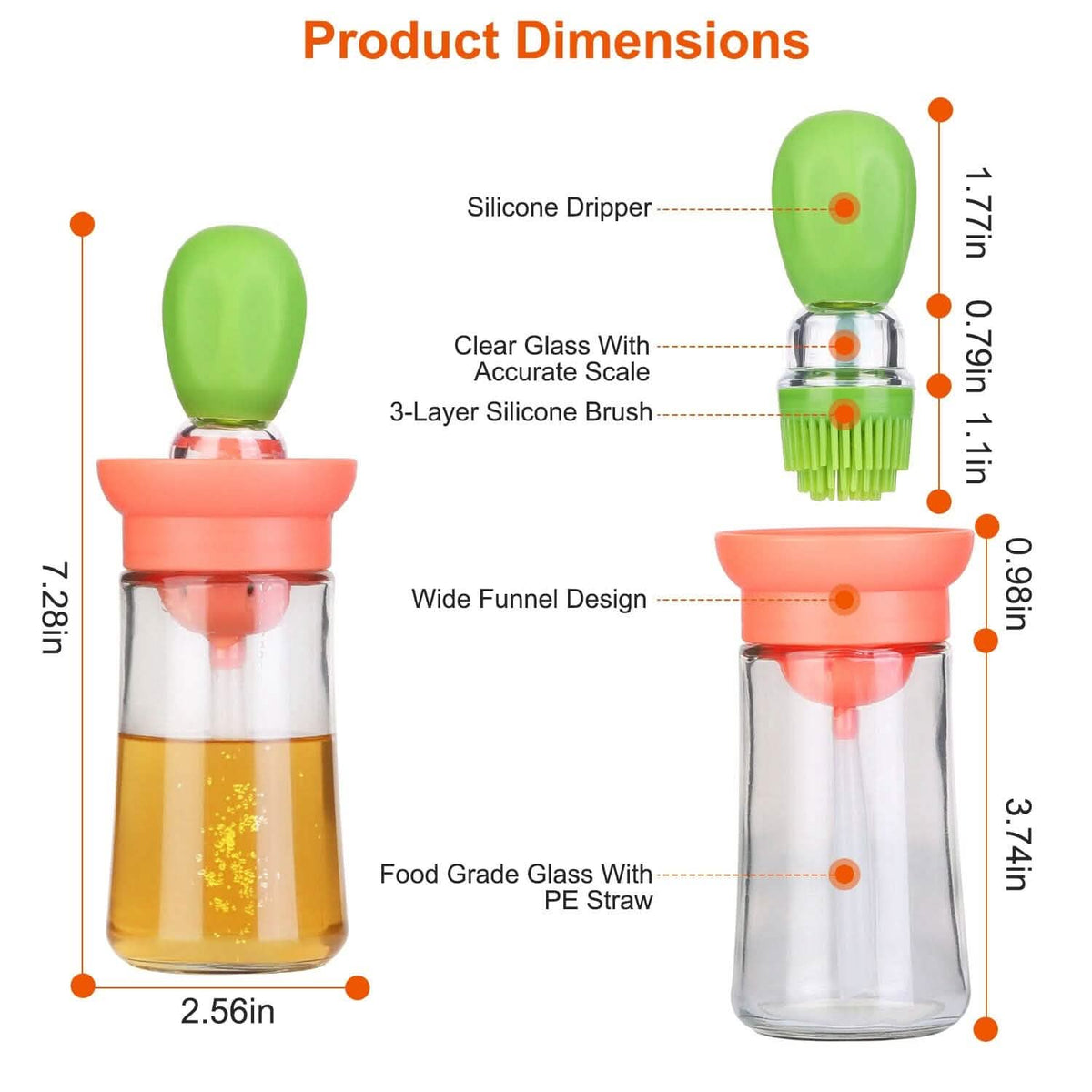 2-in-1 Glass Olive Oil Dispenser with Silicone Dropper - A-1 Thread Vault