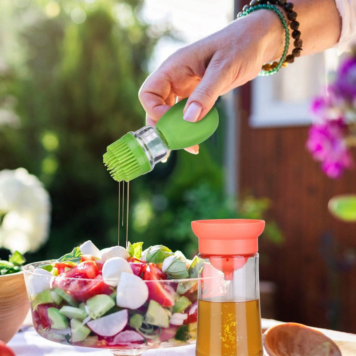 2-in-1 Glass Olive Oil Dispenser with Silicone Dropper - A-1 Thread Vault