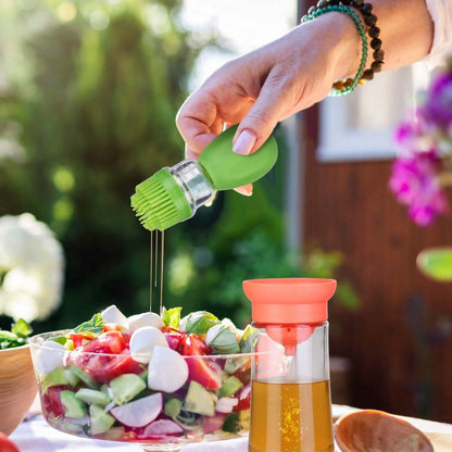 2-in-1 Glass Olive Oil Dispenser with Silicone Dropper - A-1 Thread Vault